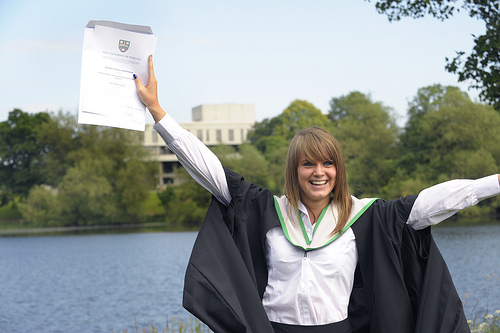 A graduate celebrates