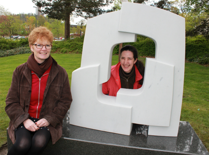 Jane Cameron (left) from the University of Stirling with artist Kate Thomson