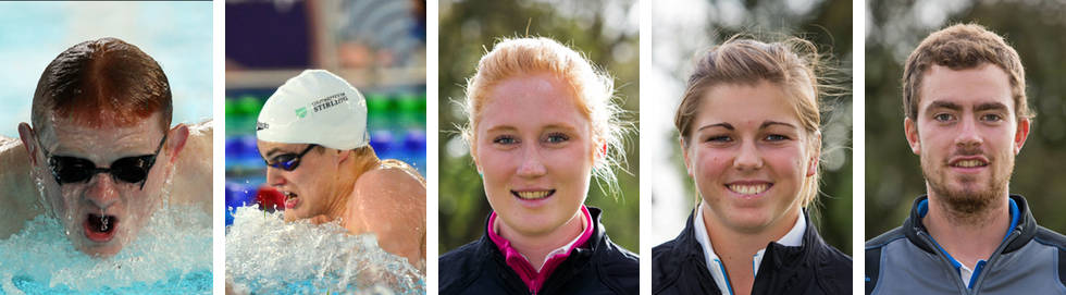 Profile photos of the five University of Stirling athletes competing at the World University Games. 