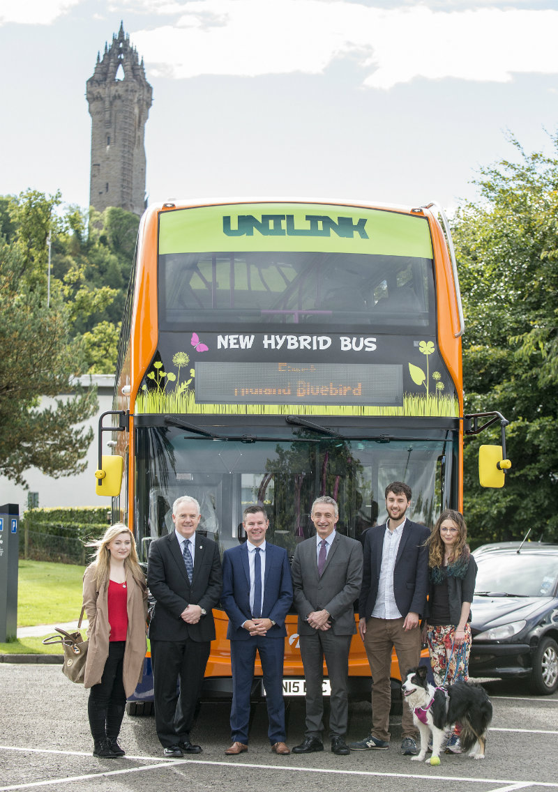 Students and staff join the Transport Minister for the launch of the best buses in Scotland