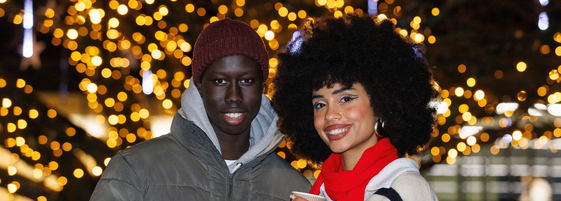 Students at a Christmas light switch on event