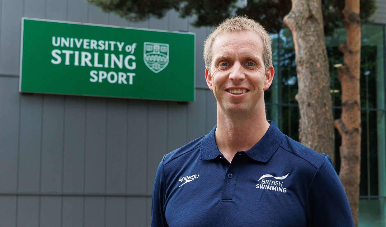Bradley Hay, High Performance Swim Coach at the University of Stirling, is pictured outside the Sports Centre.