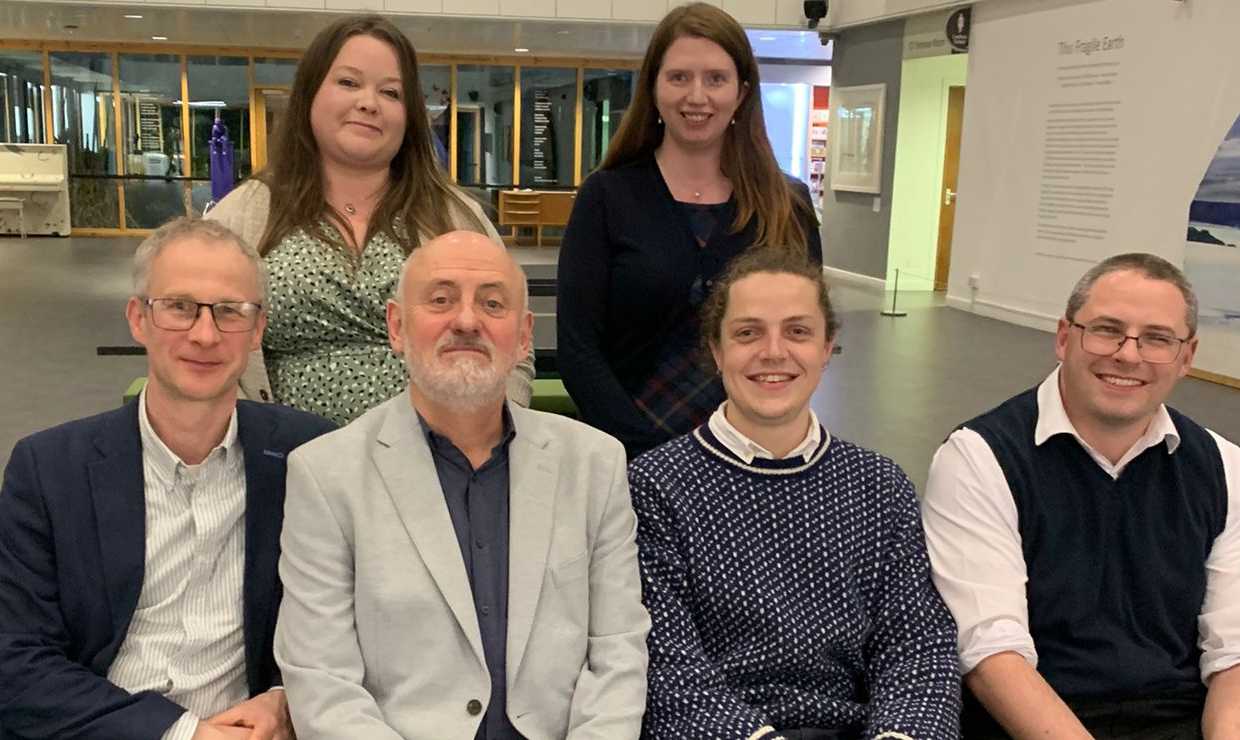 Members of the Scottish Privy Council Project team, left to right, back row, Laura Doak (University of Dundee), Clare Loughlin (formerly University of Stirling); front row, Alan MacDonald (University of Dundee), Alastair Mann (University of Stirling), Robbie Tree (University of Stirling), and Allan Kennedy (University of Dundee