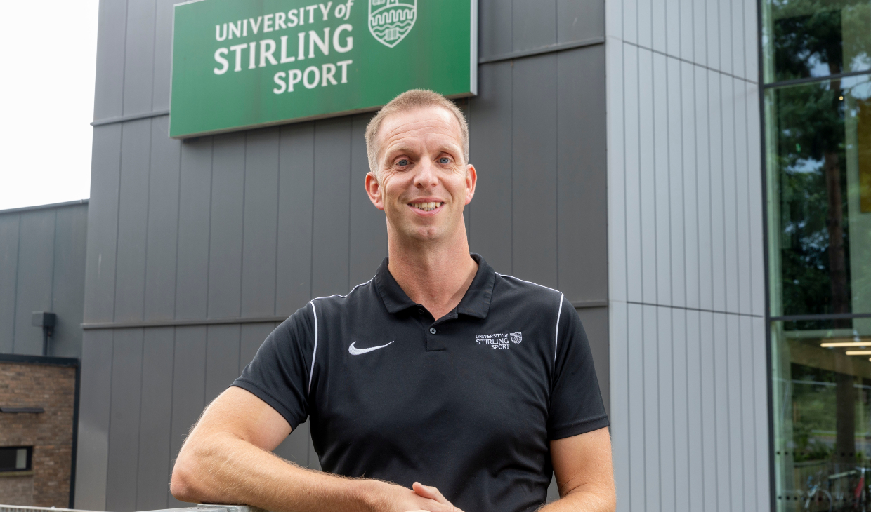 Bradley Hay poses outside Stirling University Sports Centre.