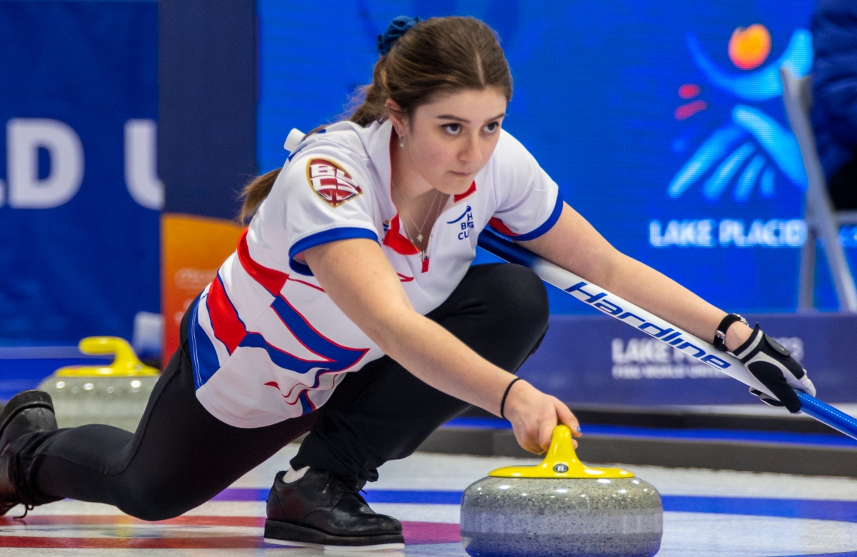 Holly Wilkie-Milne is pictured competing in curling.