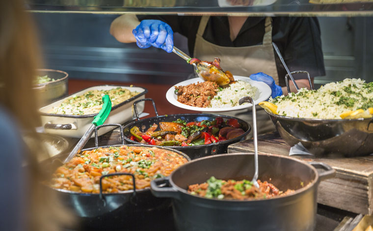 Food being served in Haldane's