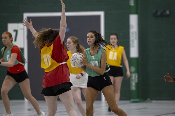 Students playing netball