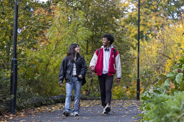 Students walking on campus