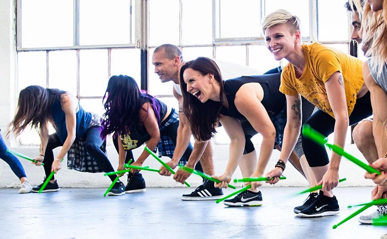 People taking part in a fitness class